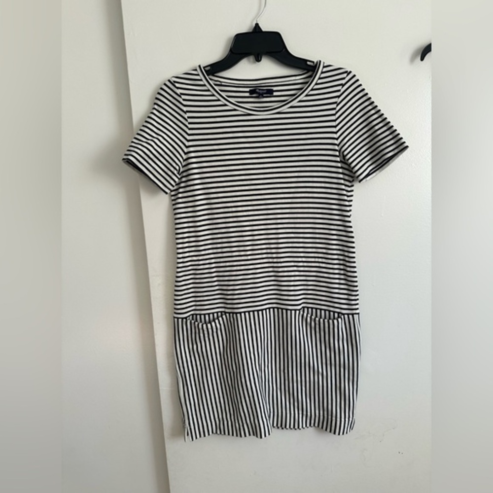 Madewell Black and White Striped Mini Dress
